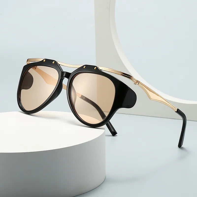 Modern Style Solid Color Pc Special-Shaped Mirror Full Frame Men's Sunglasses