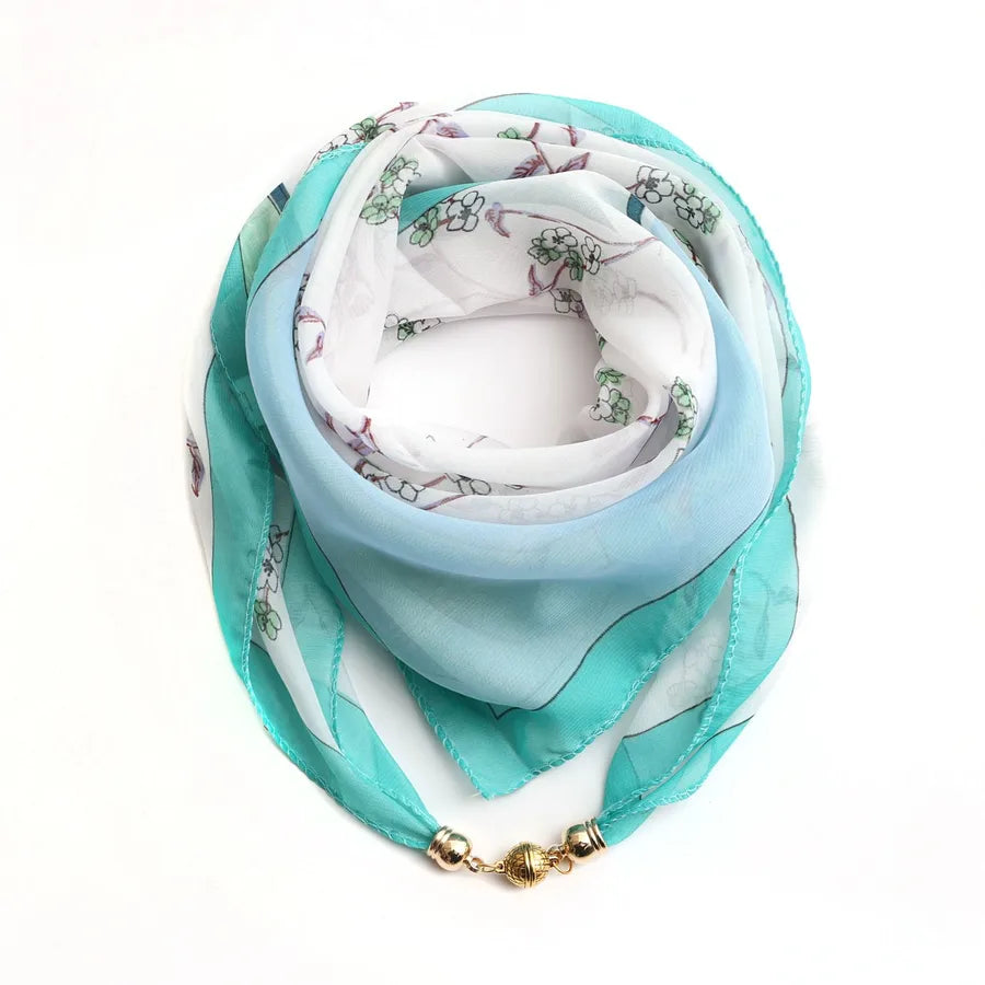 Women's Classic Style Splicing Polka Dots Flower Polyester Printing Silk Scarf