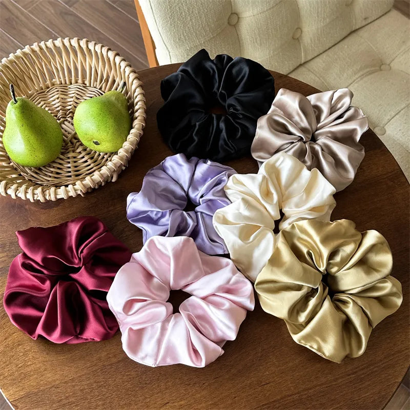 Elegant Lady Advanced Sense Women's Solid Color satin Hair Tie