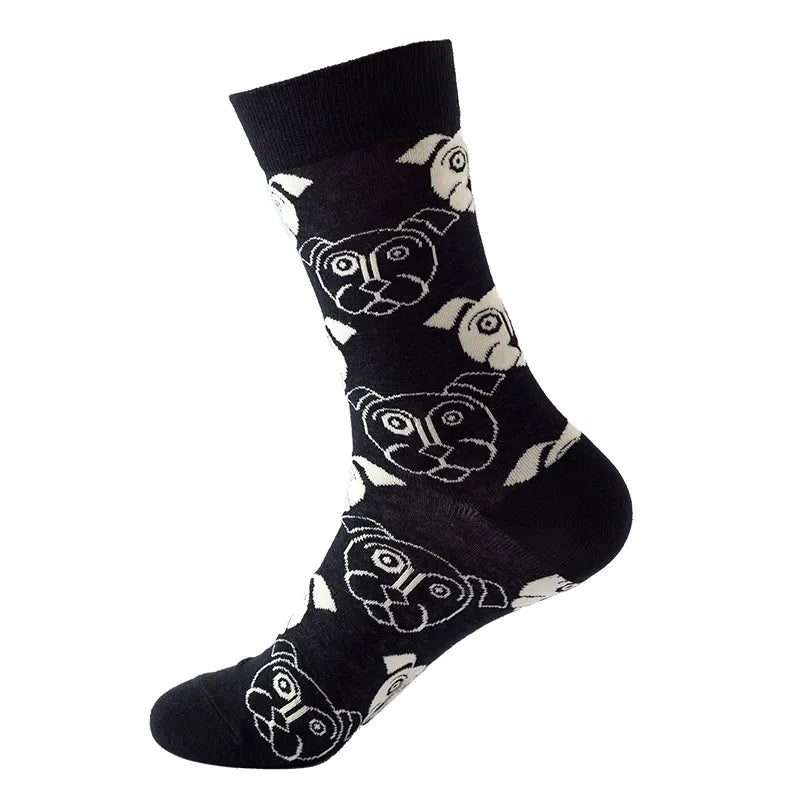 Men's Cute Modern Style Dog Cat Cotton Jacquard Ankle Socks A Pair