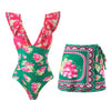 Women's Lady Modern Style Printing 2 Pieces Set One Piece Swimwear