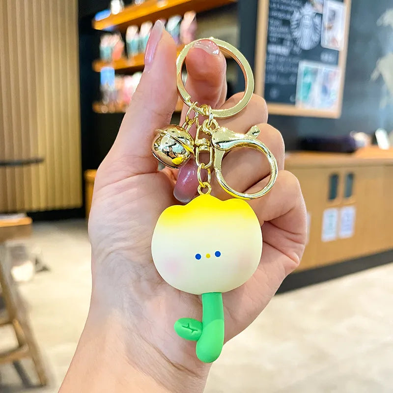 cute flower resin women's keychain
