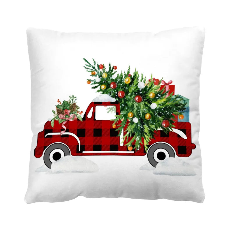 Christmas Casual Christmas Tree Santa Claus Letter short plush Pillow Cases Couch & Sofa Decor