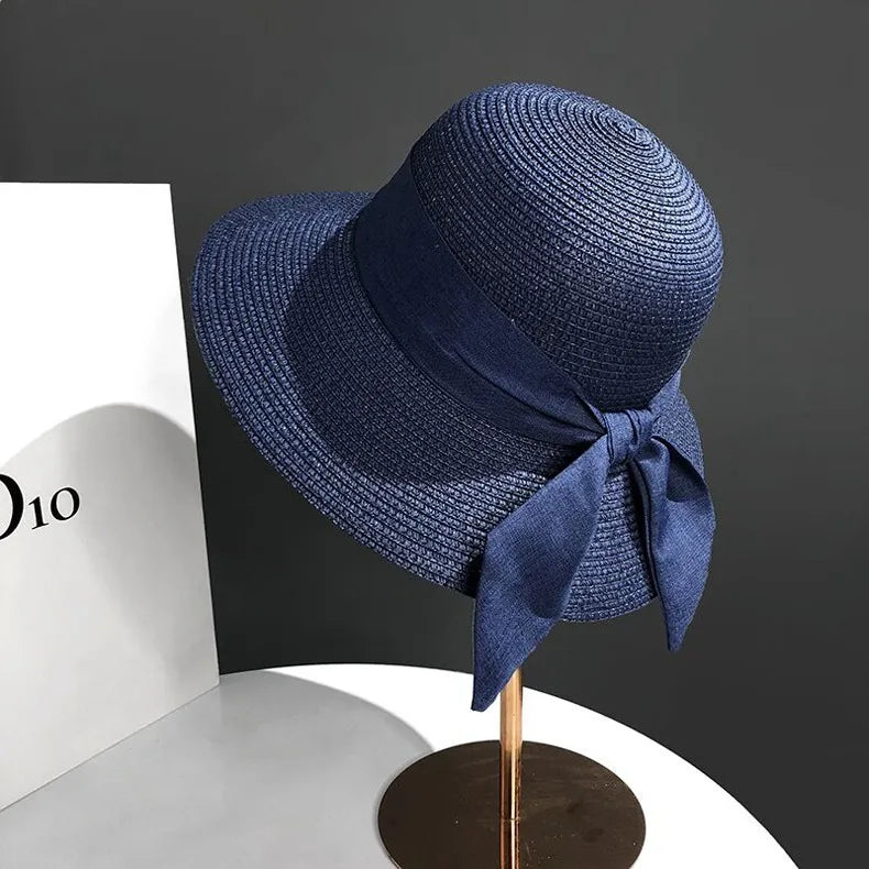 Women's Elegant Vacation Simple Style Bow Knot Big Eaves Straw Hat