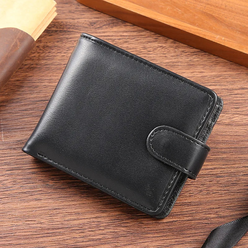 Men's Solid Color Pu Leather Open Small Wallets