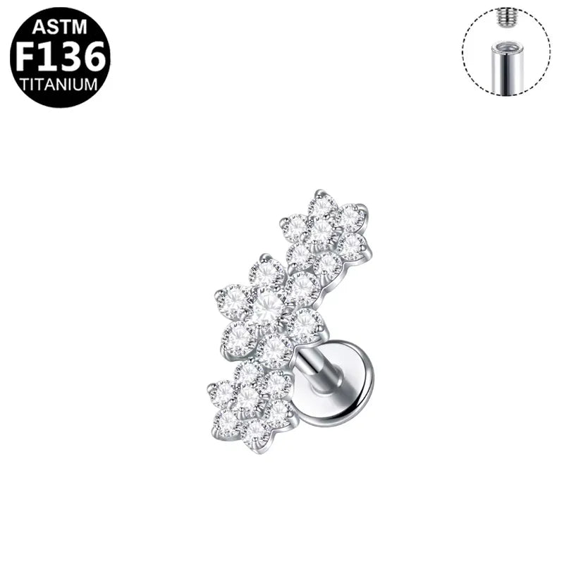 1 Piece Lip Rings Sweet Simple Style Shiny Fruit Titanium Alloy Polishing Plating Zircon 14K Gold Plated White Gold Plated Lip Rings Ear Cartilage Rings & Studs