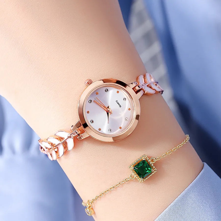 Elegant Leaves Jewelry Buckle Quartz Women's Watches