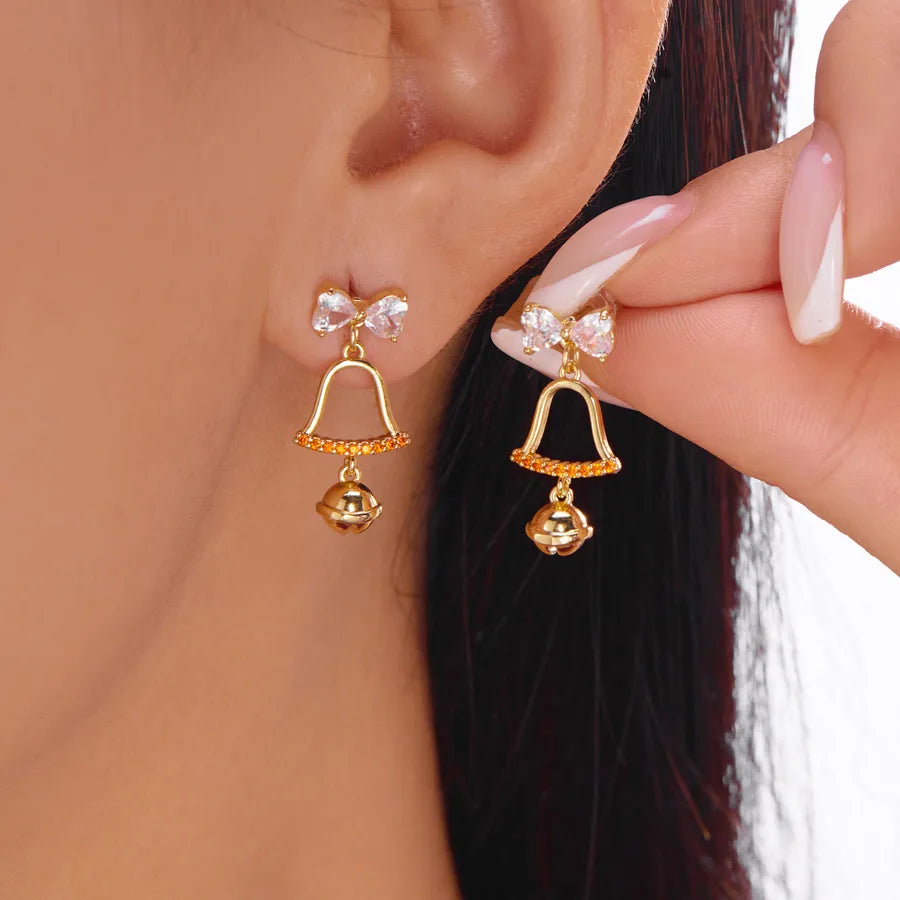 Christmas Red Green Snowman Bell Colorful Tassel Earrings Women Creative Simple Alloy Cartoon Character Ear Jewelry Accessories