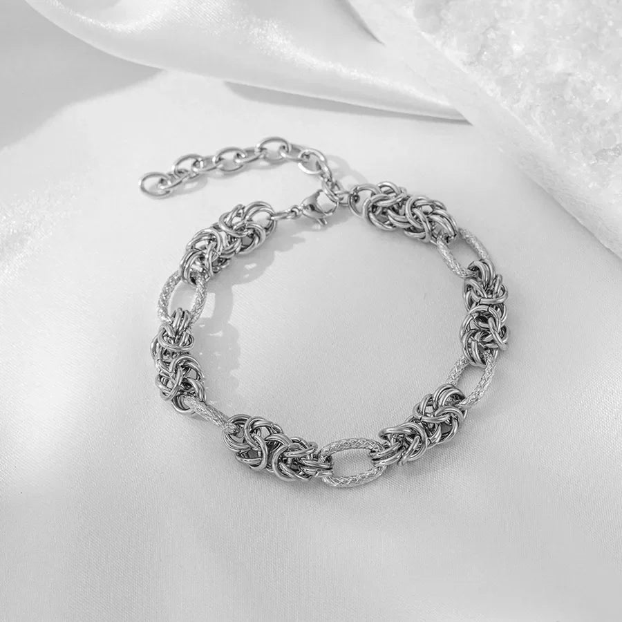 Wholesale Jewelry Elegant Simple Style Geometric Heart Shape 304 Stainless Steel Plating Beaded Chain Paperclip Chain cable chain Bracelets Necklace