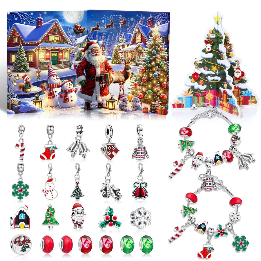 Christmas Arrival Day Calendar Gift Set DIY Blind Box Bracelet 3D Light Show Gift Box Children's Birthday Party Favour