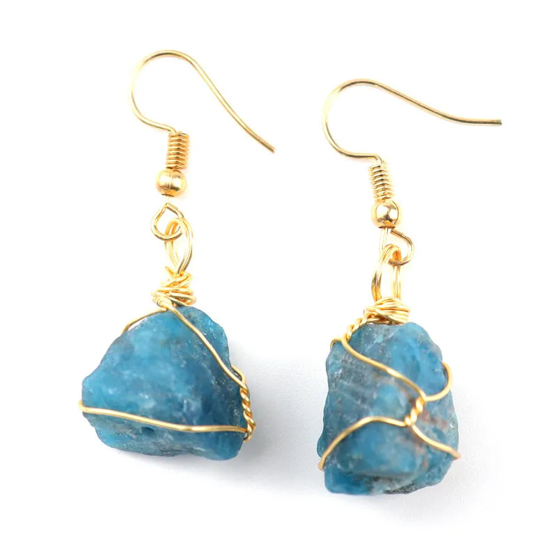 1 pair simple style irregular asymmetrical plating natural stone metal drop earrings