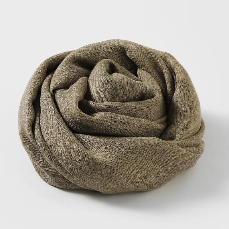 women's simple style solid color cotton and linen silk scarves