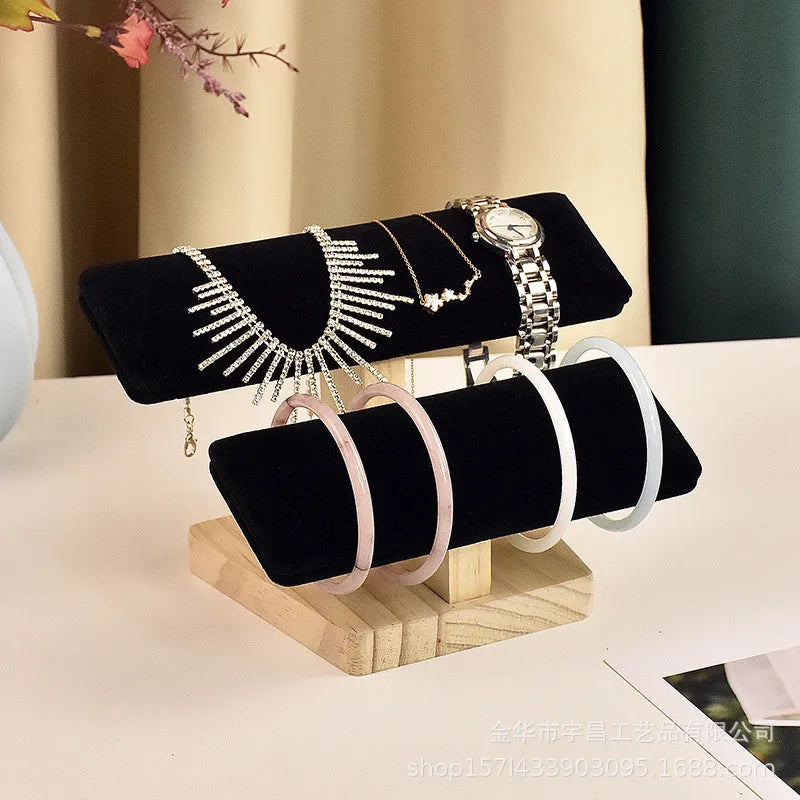 1 Piece Pu Leather solid wood Flannel Modern Style Simple Style Solid Color Jewelry Display Jewelry Rack