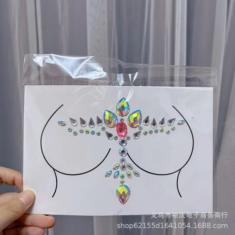 Halloween face stickers chest stickers body tattoo stickers resin acrylic Diamond stickers   tattoo stickers wholesale