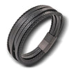 New Arrival  Pu Men's Leather Bracelet Titanium Steel Braided Bracelets in Stock Wholesale Bracelet