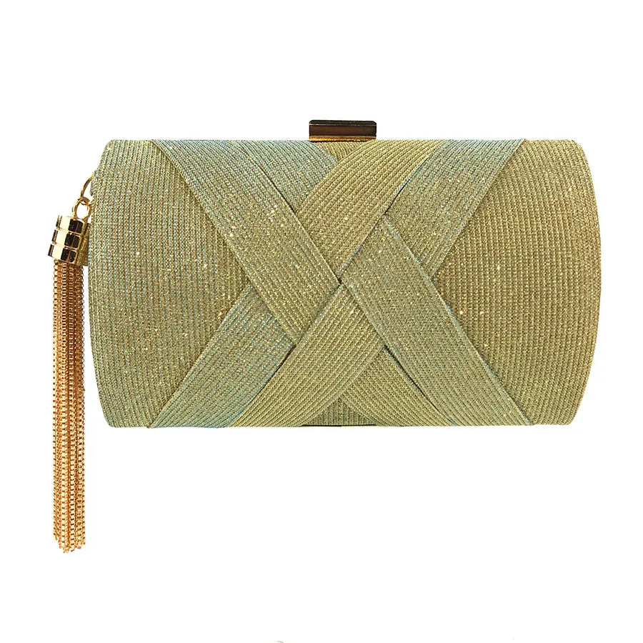 satin solid color tassel square evening bags