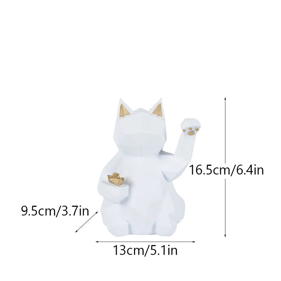 creative geometric lucky cat resin decoration ornaments shop feng shui home living room desktop ornaments crafts