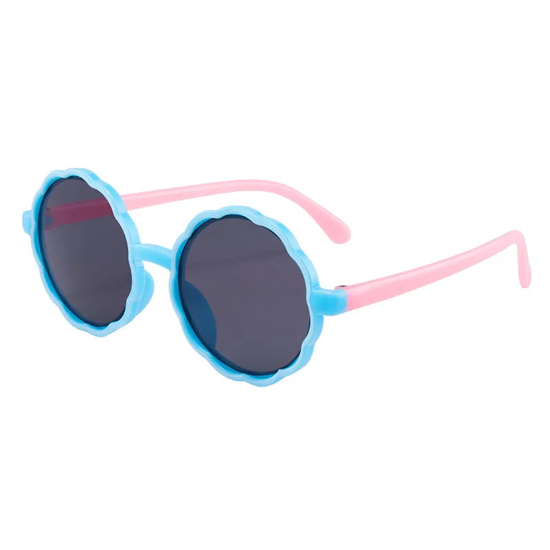 New children's sunglasses fashion cute round frame wave sunglasses trend baby cartoon color sunglasses