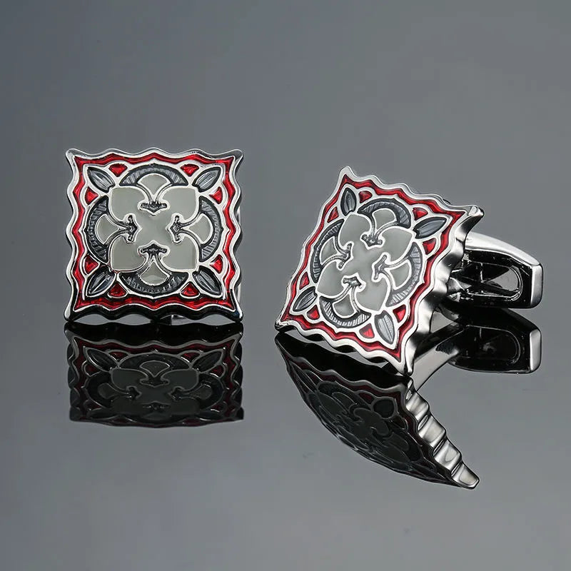 business geometric copper plating men's cufflinks
