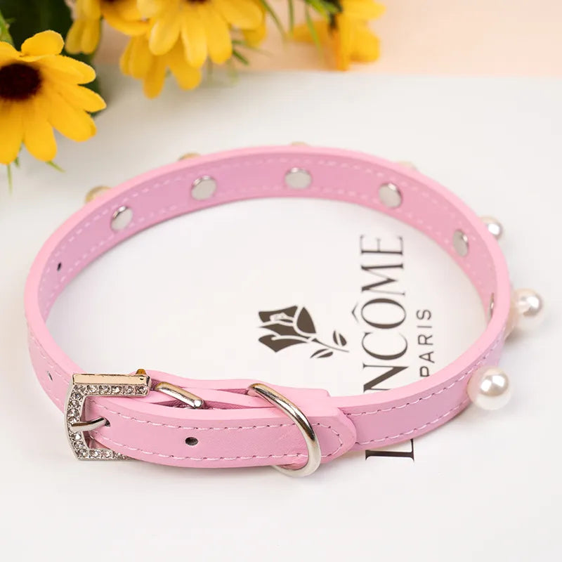 pet collar cat dog alloy brick buckle collar leather pet ring color adjustable big and small circles leather