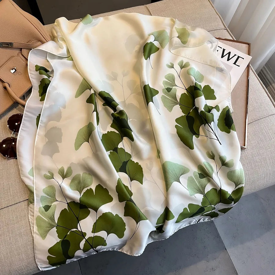 Women's Simple Style Streetwear Leopard Satin Printing and Dyeing Printing Scarf