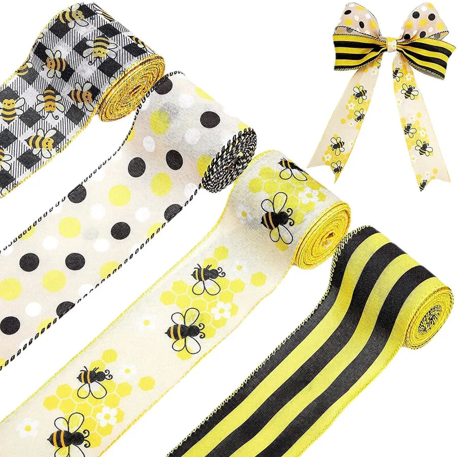 Cute Simple Style Stripe Polka Dots Bee Cloth Polyester Party Festival Ribbon Gift Wrapping Supplies