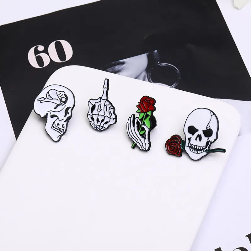 Creative Personalized Skull Series Alloy Pin Brooch Fashion Accessory Drop Oil Design Trendy Brand New  Unisex Style