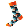 Unisex Modern Style Printing Color Block Lingge Nylon Cotton Ankle Socks A Pair
