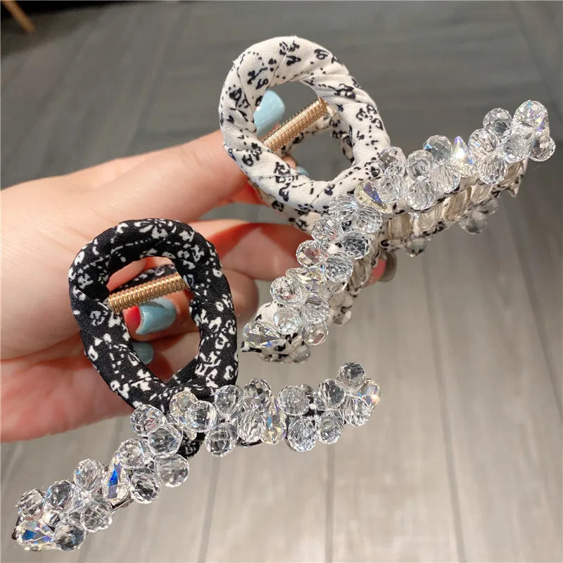 Luxury Large Crystal Hair Claw Shark Clamp Women Fashion Fairy Tale Sweet Back Of Head Updo Hair Clip Stylish Hair Accessory