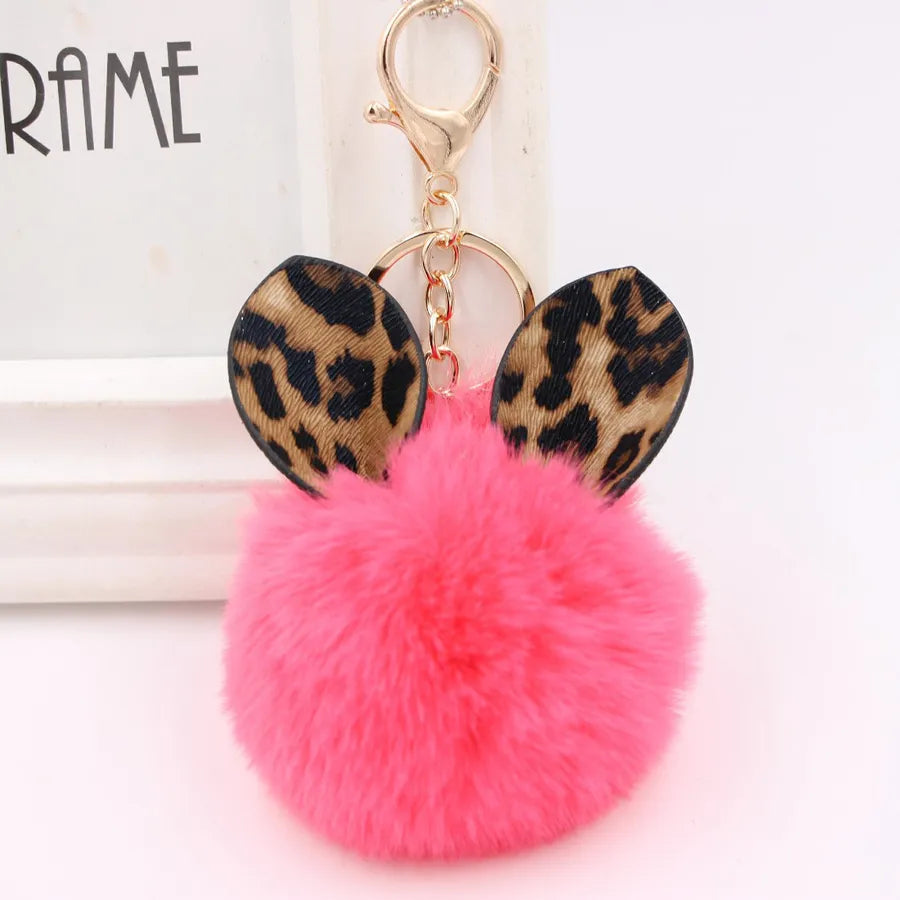 1 piece retro ear leopard simulation wool plating bag pendant keychain