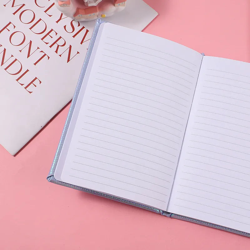 Adorable Cartoon  And Rabbit Handmade Notebook Journal For Kids And Teenage Girls Sparkling Memo Book Simple Style