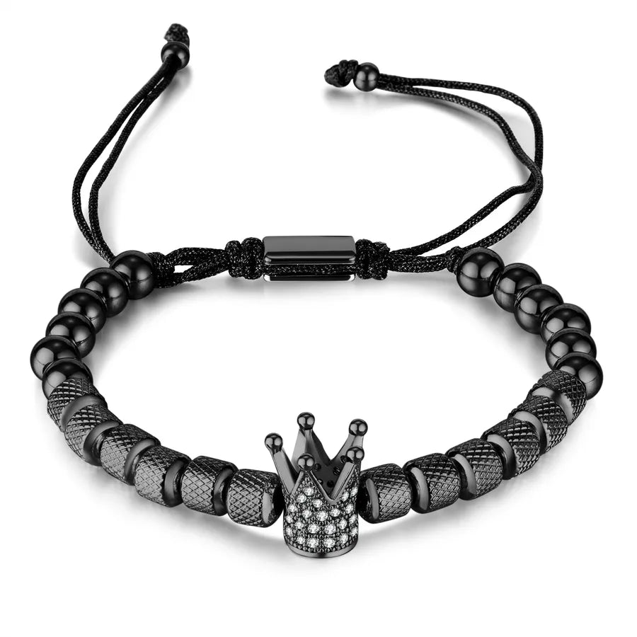 Hip-Hop Crown Stainless Steel Patchwork Men's Bracelets