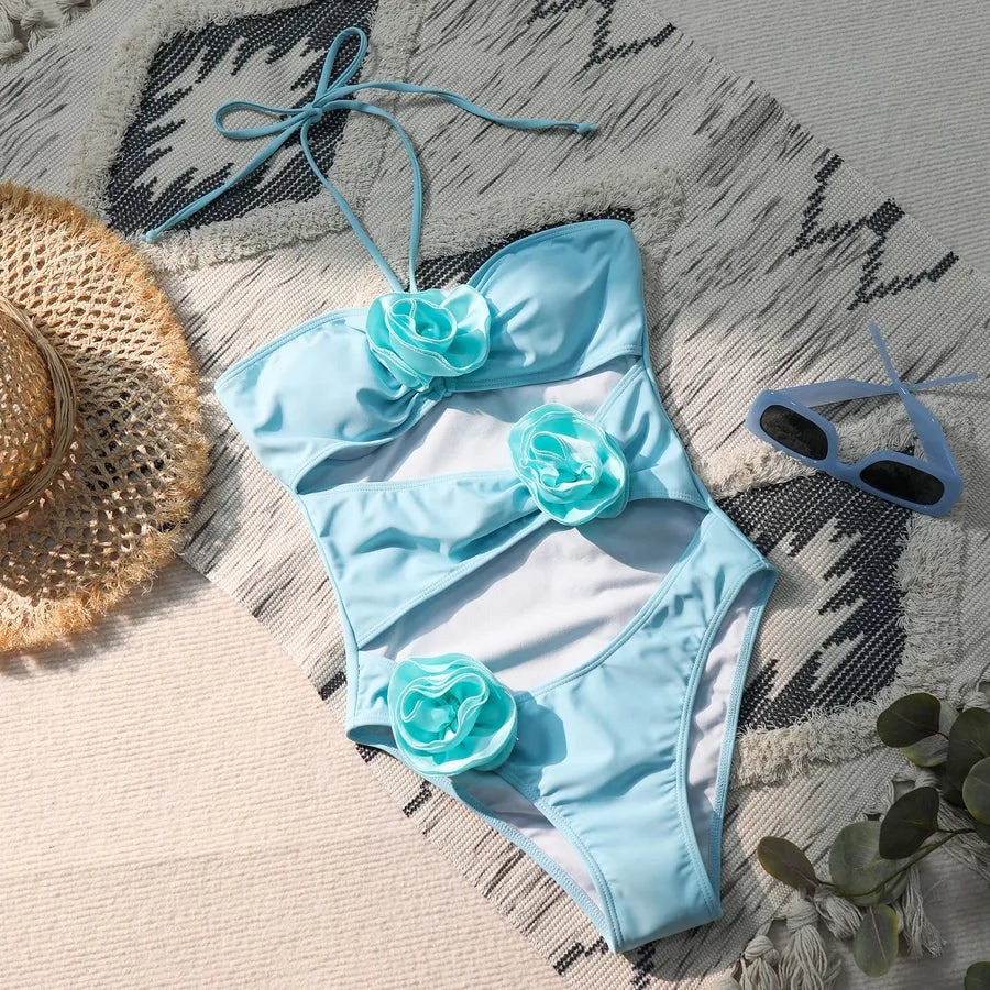 women's lady beach solid color 1 piece one piece swimwear