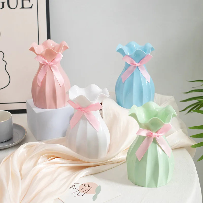 Simple Style Waves Plastic Vase Artificial Decorations
