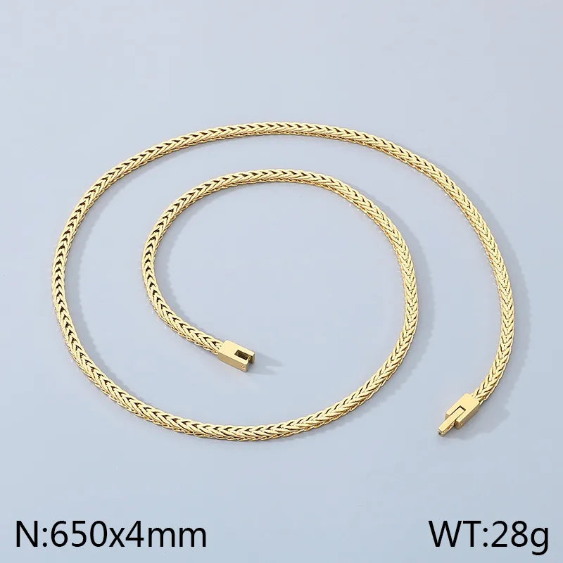 Wholesale Jewelry Simple Style Solid Color 304 Stainless Steel 18K Gold Plated Necklace