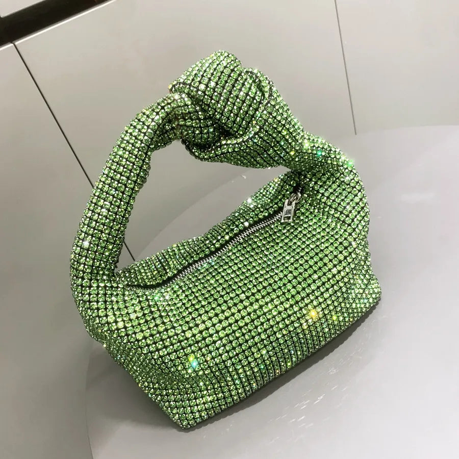 Women's Arylic Rhinestone Solid Color Streetwear Square Zipper Underarm Bag