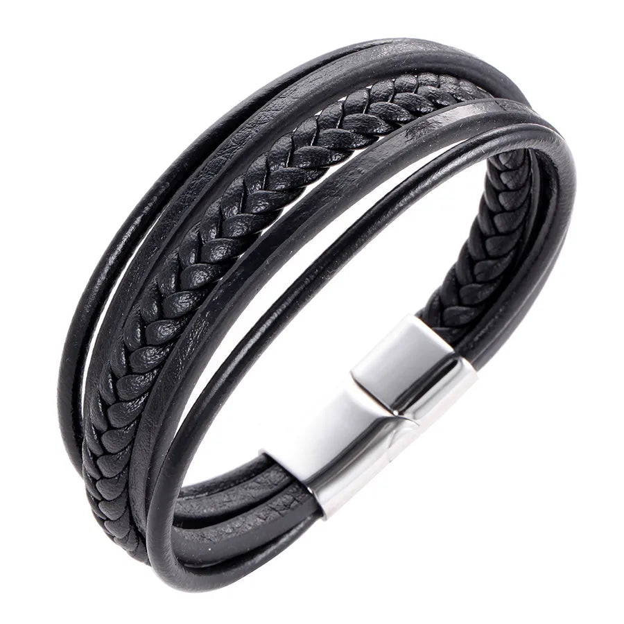Simple Style Solid Color Titanium Steel Knitting None None Men'S Bangle