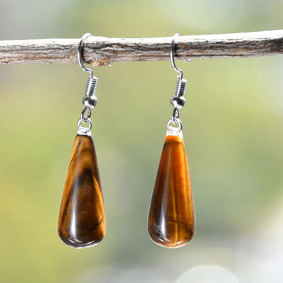 1 Pair Simple Style Water Droplets Alloy natural stone Drop Earrings