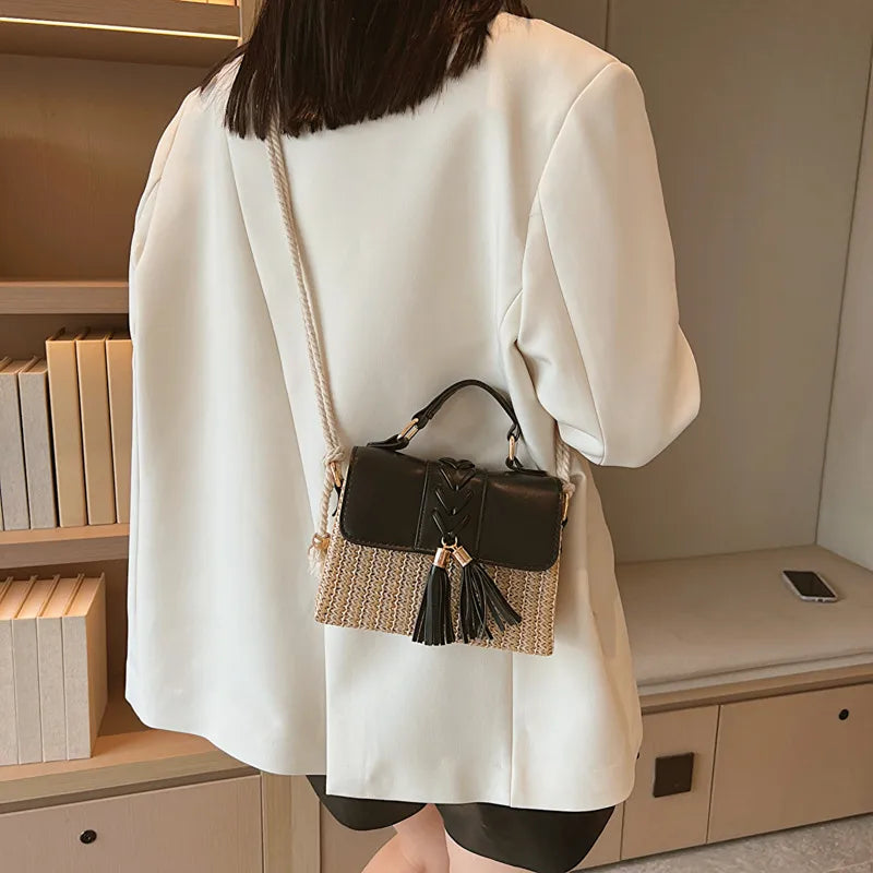 women's small all seasons straw vintage style handbag