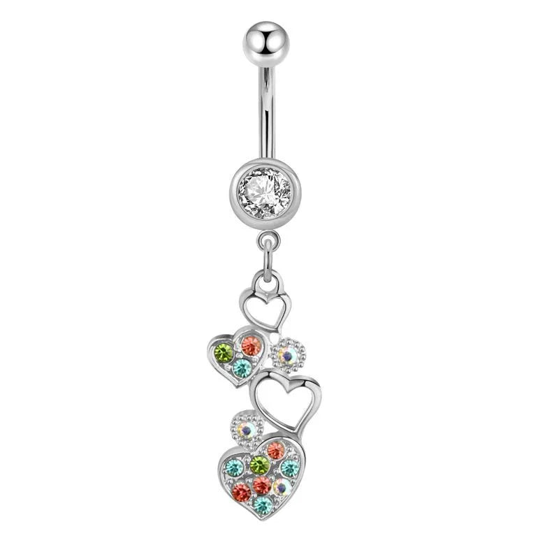 1 Piece Belly Rings Simple Style Solid Color 304 Stainless Steel Inlay Zircon