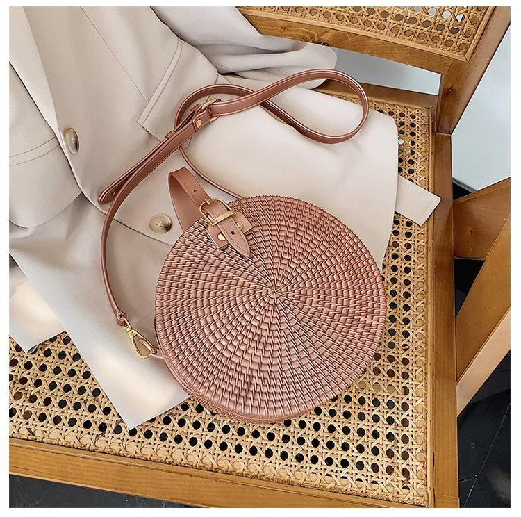 women's small pvc solid color streetwear zipper circle bag