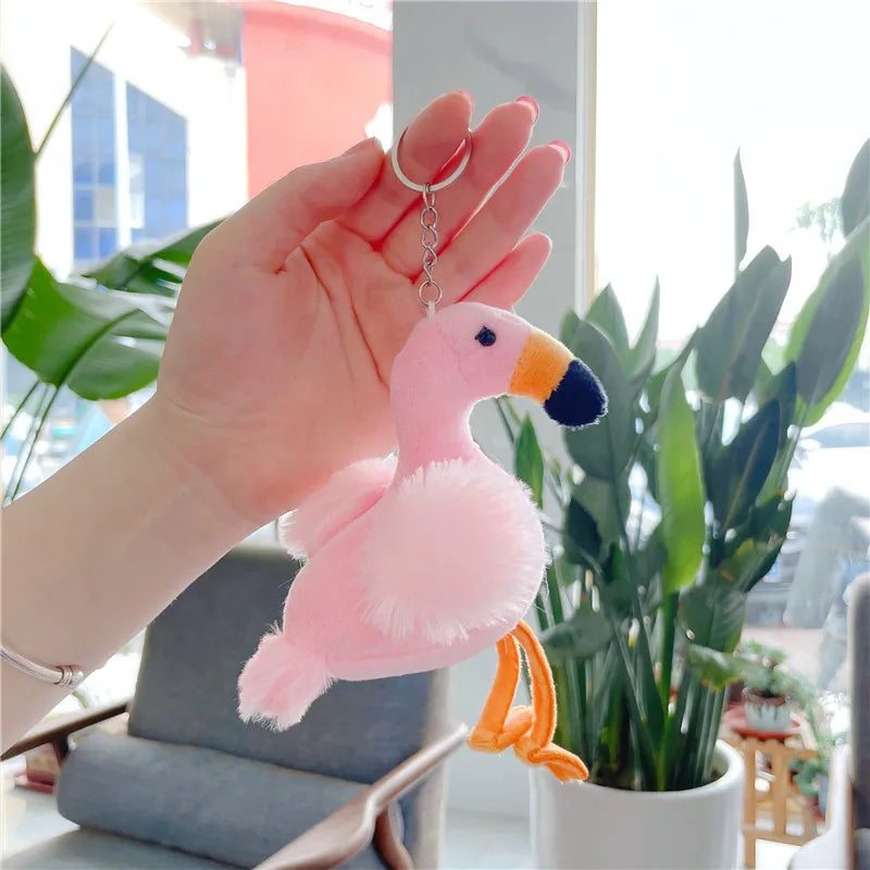 cute animal flamingo pp cotton women's bag pendant keychain