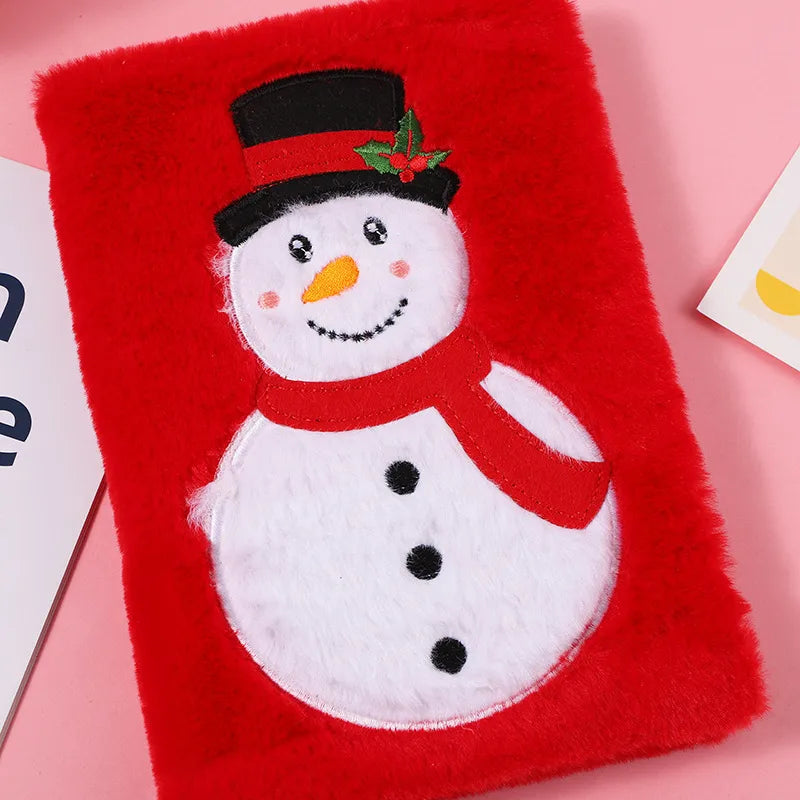 Christmas Cartoon Plush Snowman Notebook Children's Handmade DIY Scrapbooking Book Holiday Gift Memo Notebook Novelty Design