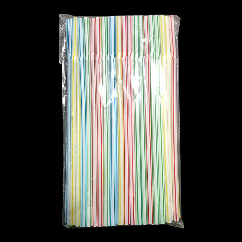 In stock wholesale disposable plastic straw soybean milk beverage thin straw black elbow independent packaging 100 pcs