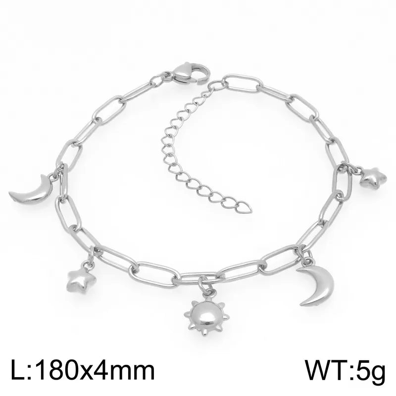 IG Style Vintage Style Cherry Ocean Butterfly 304 Stainless Steel 18K Gold Plated Paperclip Chain Bracelets In Bulk