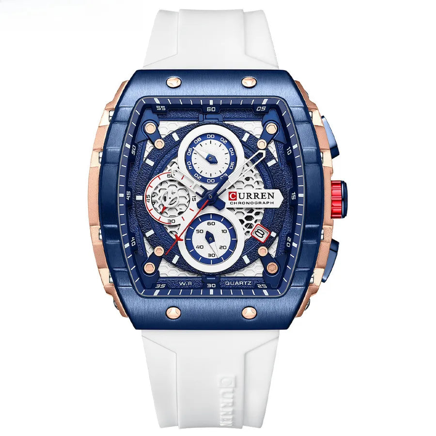 CURREN Karin 8442 Men's Waterproof Six-pin Quartz Calendar Tape Men's Multi-function Wristwatch Men's Watch