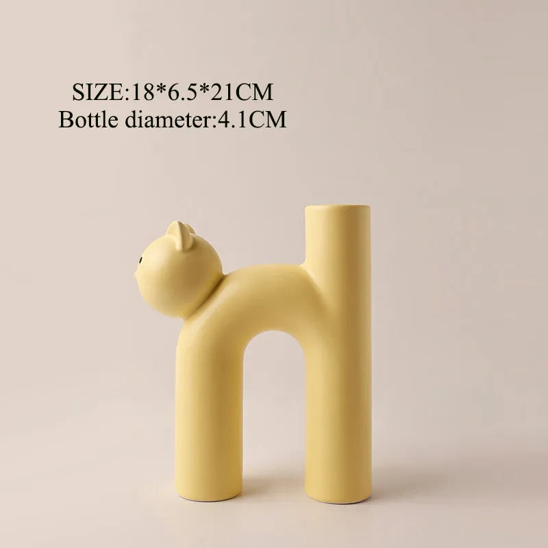 classic style cat ceramics vase