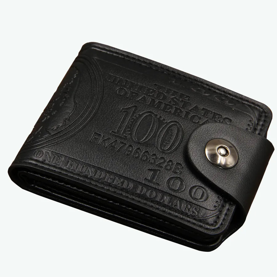 men's letter pu leather magnetic buckle wallets