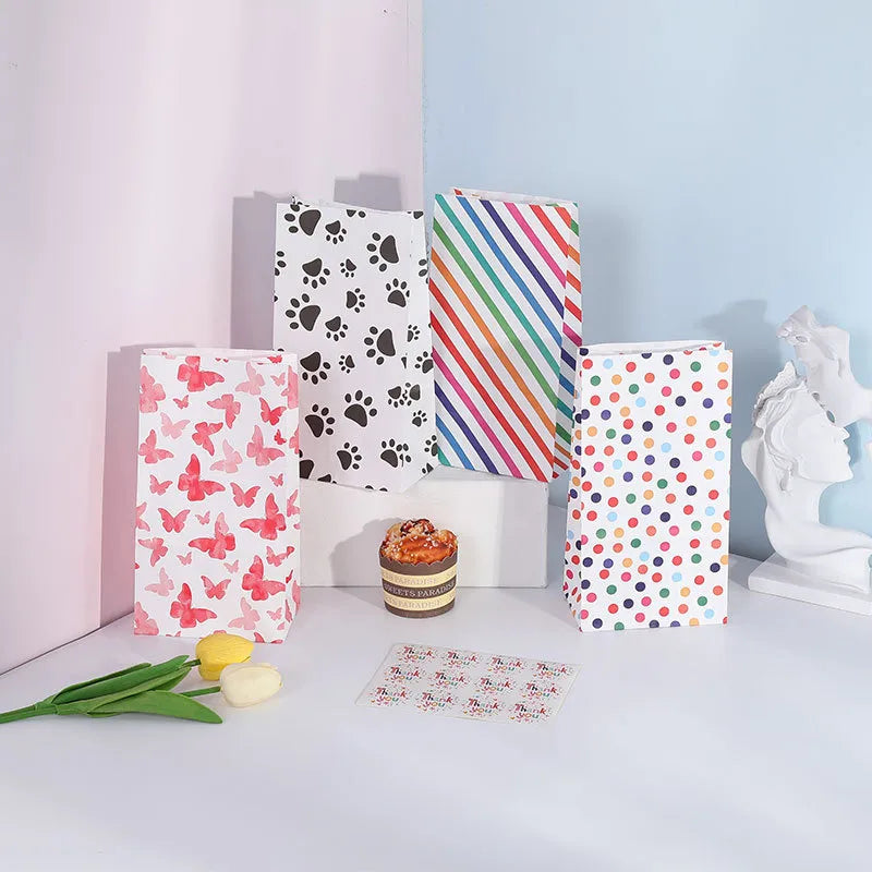valentine's day cute stripe butterfly kraft paper party gift bags