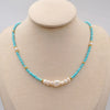 Vintage Style Simple Style Round 304 Stainless Steel turquoise Freshwater Pearl Gold Plated Necklace In Bulk